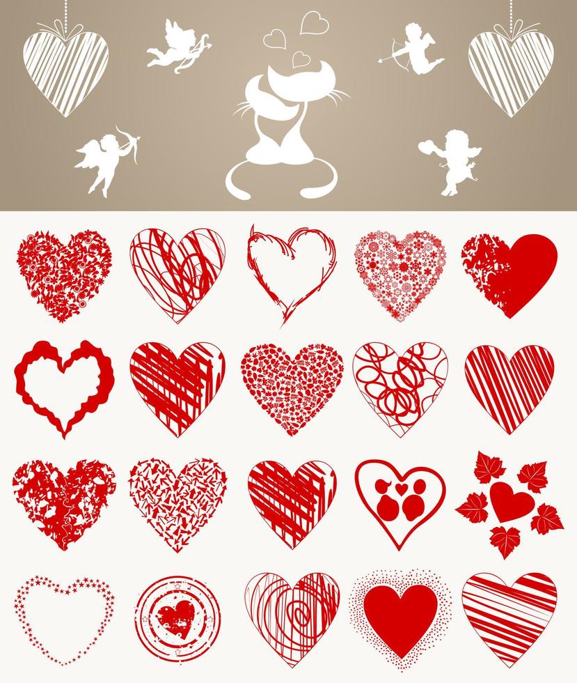 Set of icons on a theme heart. Vector illustration