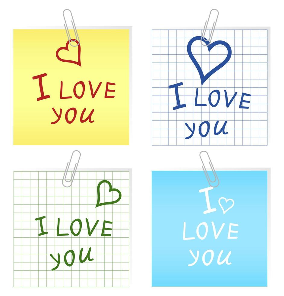 I love you on sheet to a paper. A vector illustration