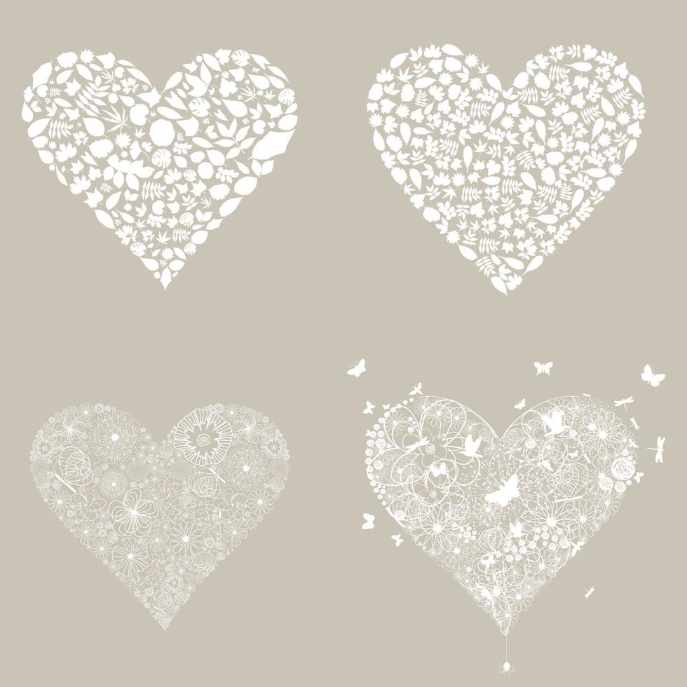 Collection heart on different themes of love. A vector illustration