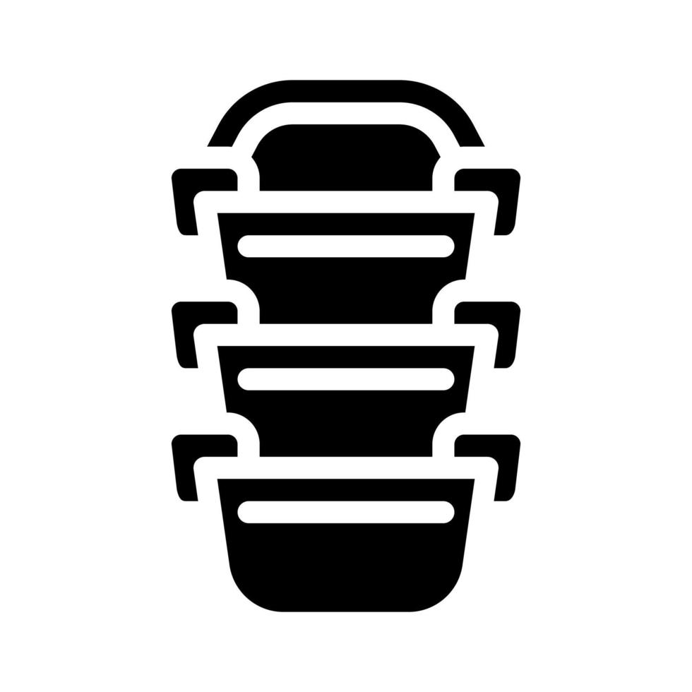 multi-tiered lunchbox glyph icon vector illustration black