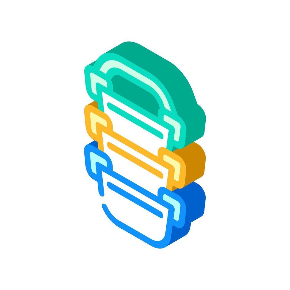 multi-tiered lunchbox isometric icon vector illustration color