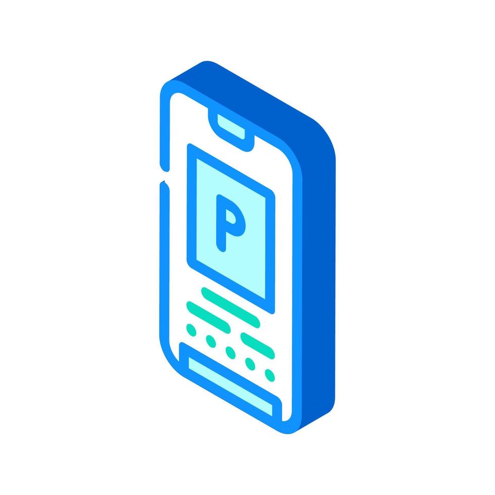 electronic parking ticket on phone screen isometric icon vector illustration
