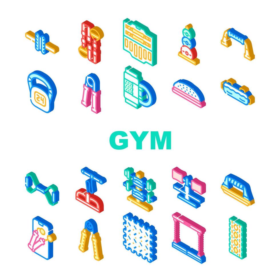 conjunto de iconos de colección de equipos de gimnasio en casa vector