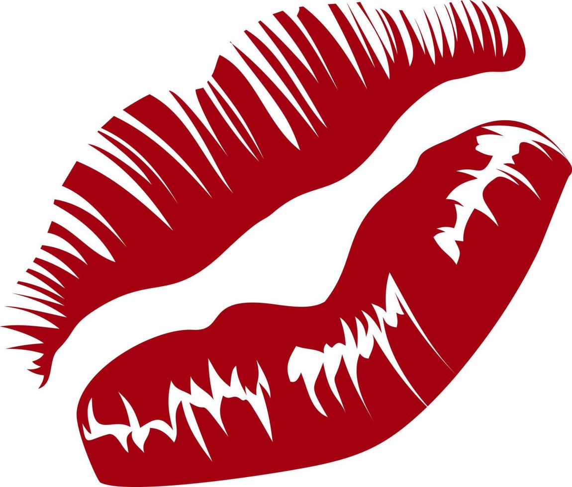 Print of female lips on a paper of red colour. vector