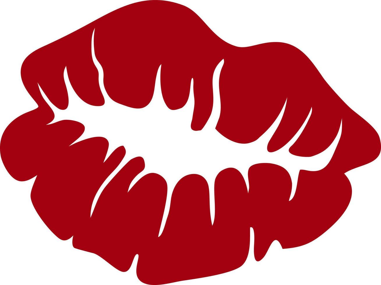 impresión de labios femeninos sobre un papel de color rojo. vector