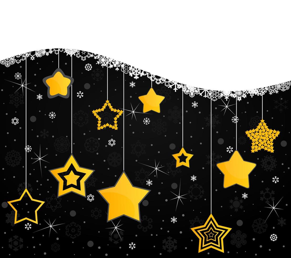 Gold stars on a black background. A vector illustration