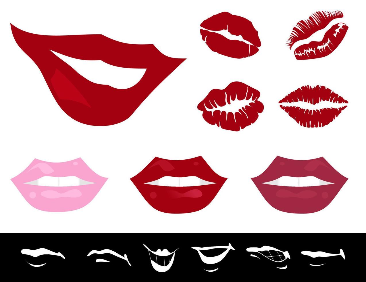 Set red the girl of lips. A vector illustration
