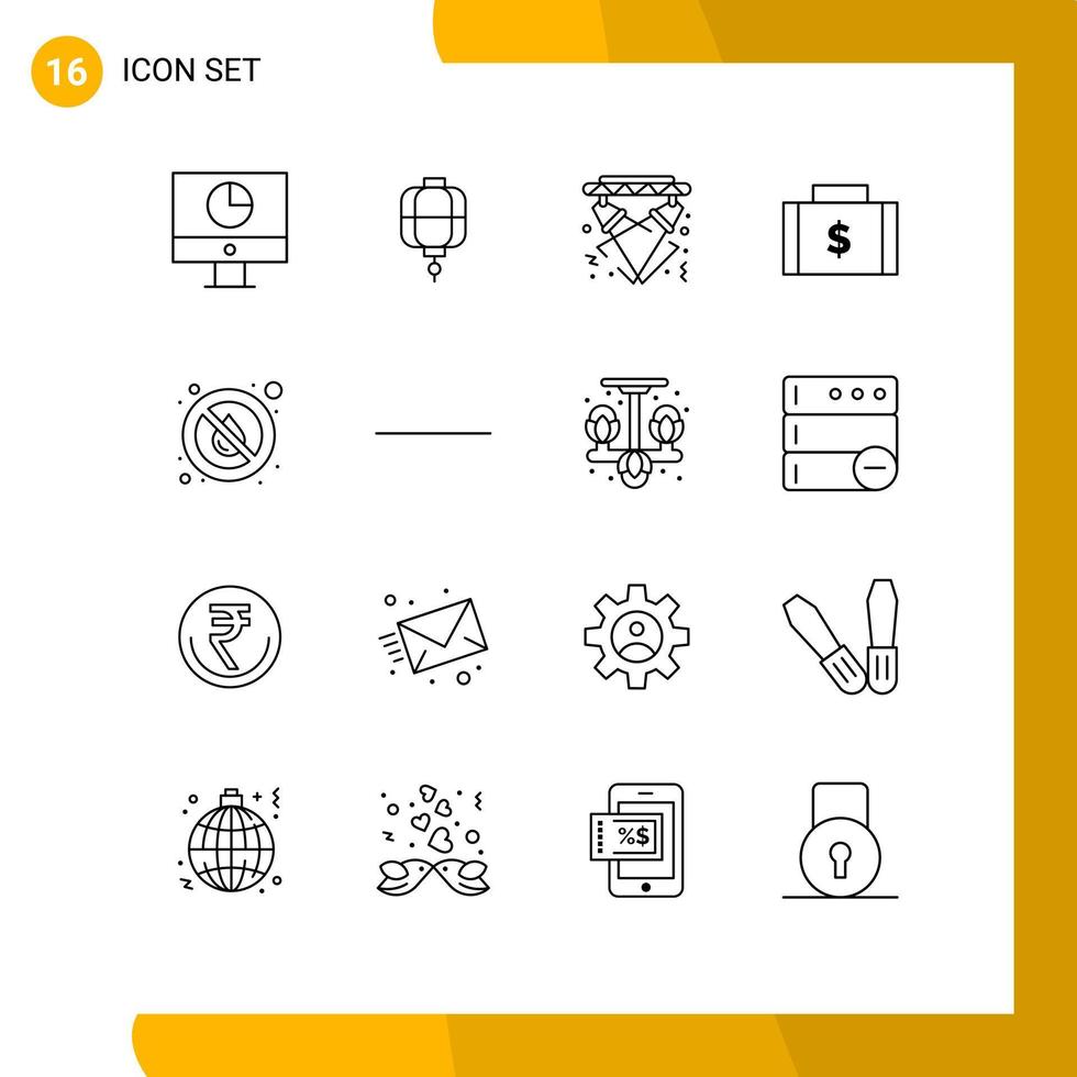 conjunto de 16 iconos de interfaz de usuario modernos símbolos signos para dinero dólar decoración bolsa electricidad elementos de diseño vectorial editables vector