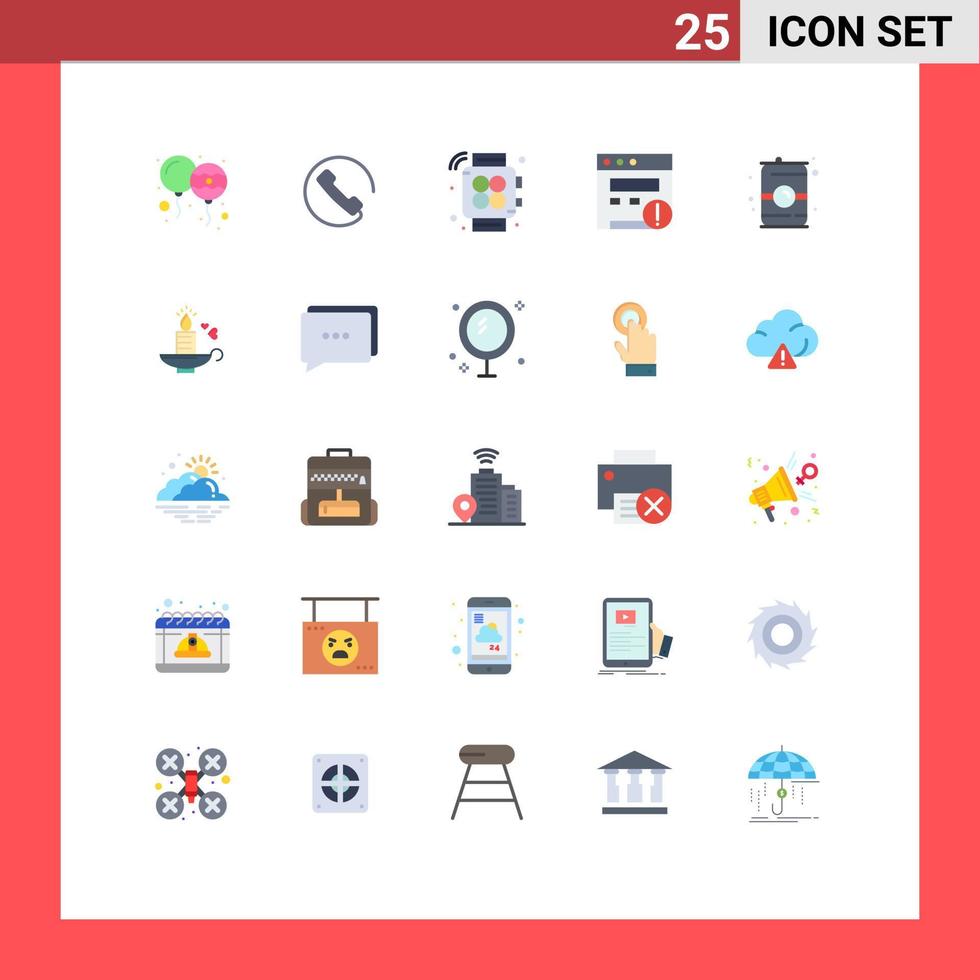 Set of 25 Modern UI Icons Symbols Signs for candle can watch food website Editable Vector Design Elements