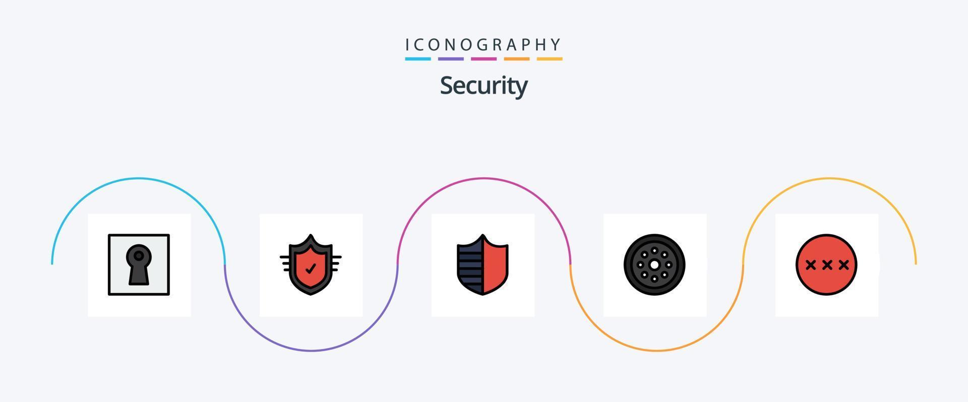 paquete de iconos de 5 planos llenos de línea de seguridad que incluye contraseña. seguridad. proteccion. proteccion. cerrar vector