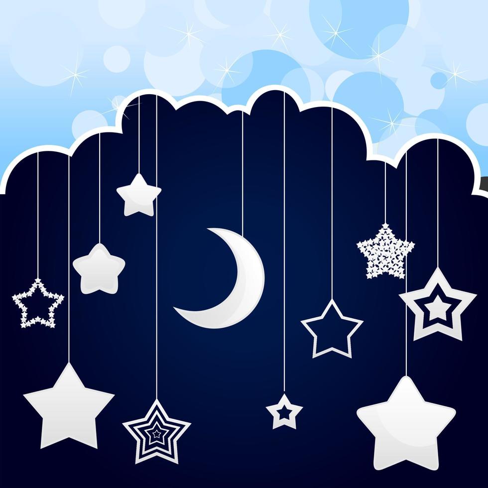 Dark blue background from white stars. A vector illustration