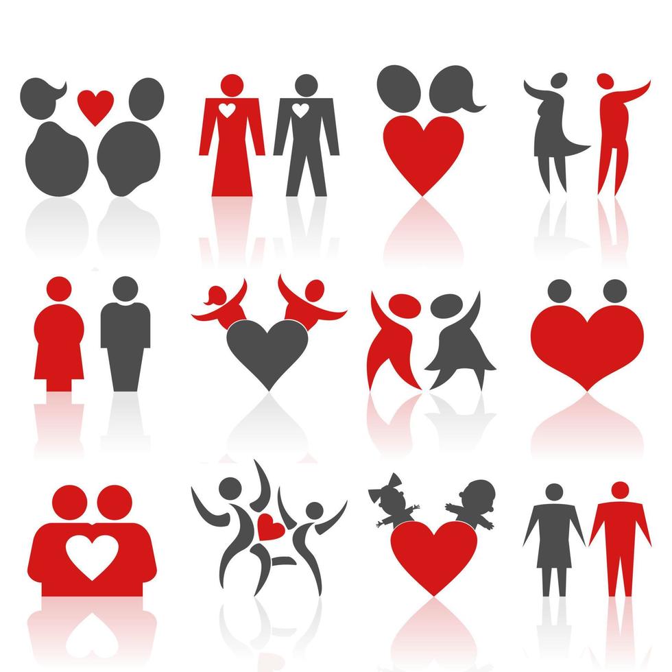 Set of icons on a theme of love of people. A vector illustration