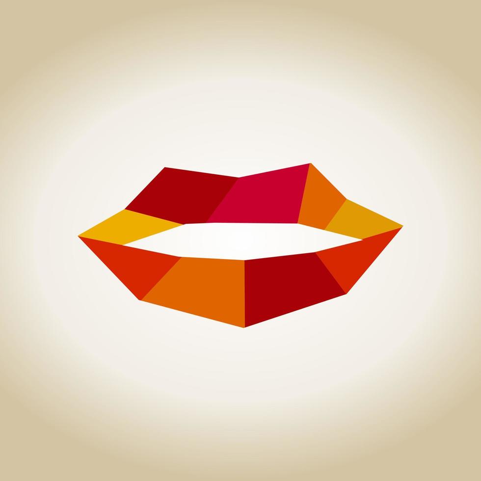 Red abstract lips. A vector illustration