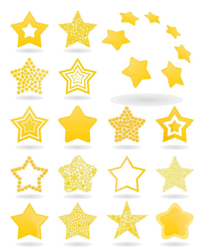 Set of icons of gold stars. A vector illustration
