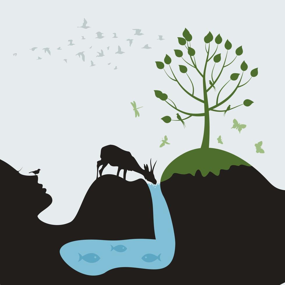The pregnant woman in the nature. A vector illustration