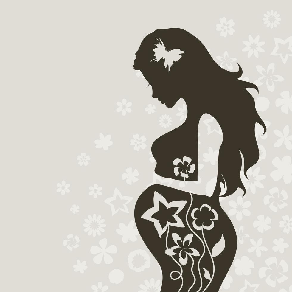 The pregnant girl on a grey background. A vector illustration