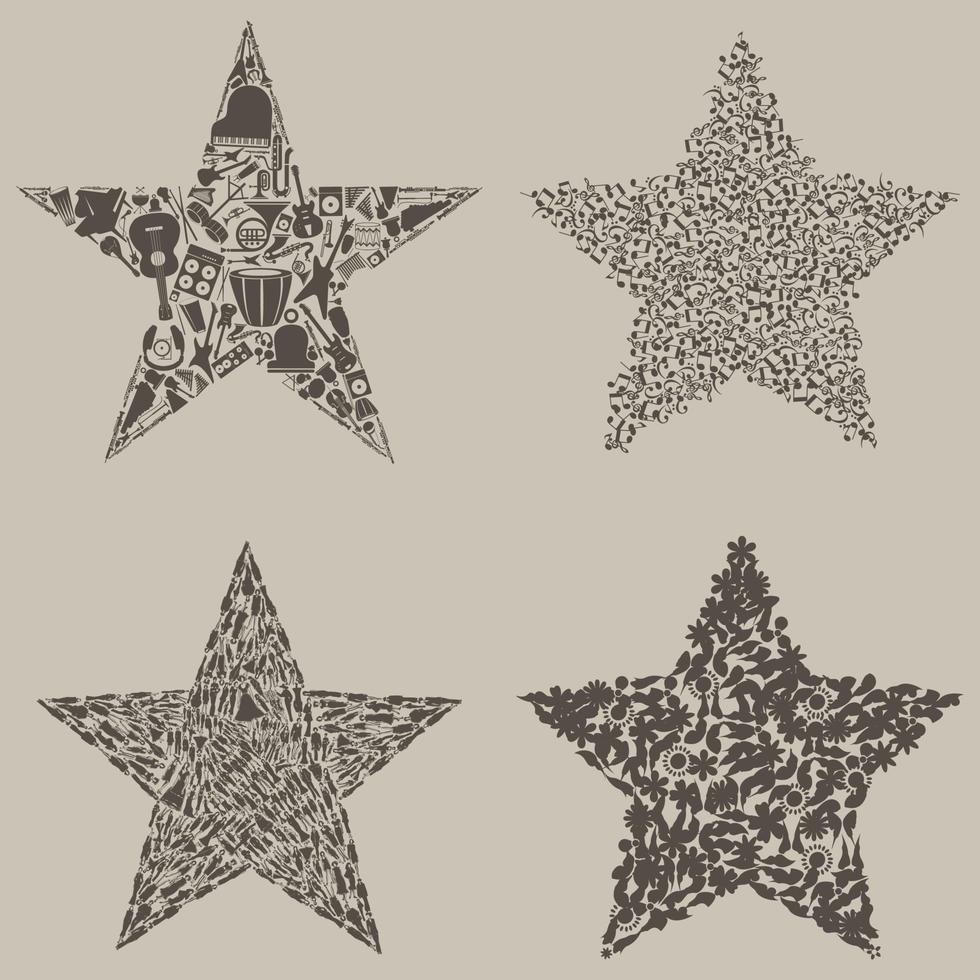 conjunto abstracto sobre un tema de estrellas. una ilustración vectorial vector