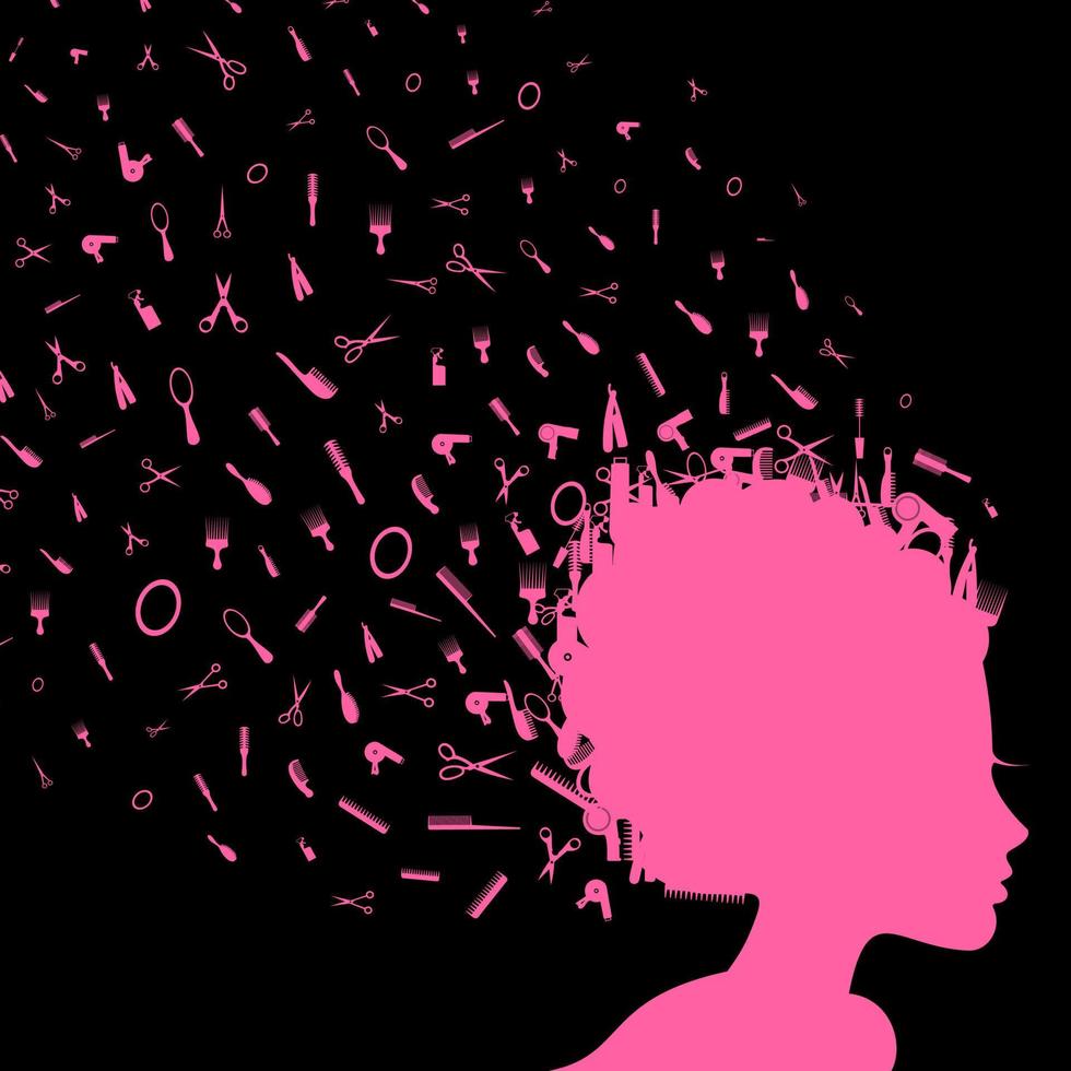 Pink silhouette the girl a head. A vector illustration