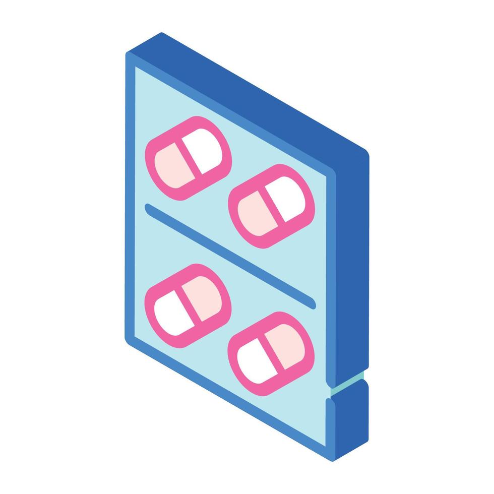 paquete de pastillas icono isométrico signo de ilustración vectorial vector