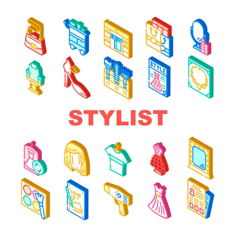 Stylist Accessory Collection Icons Set Vector