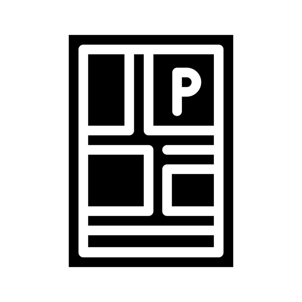 parking location on map glyph icon vector illustration