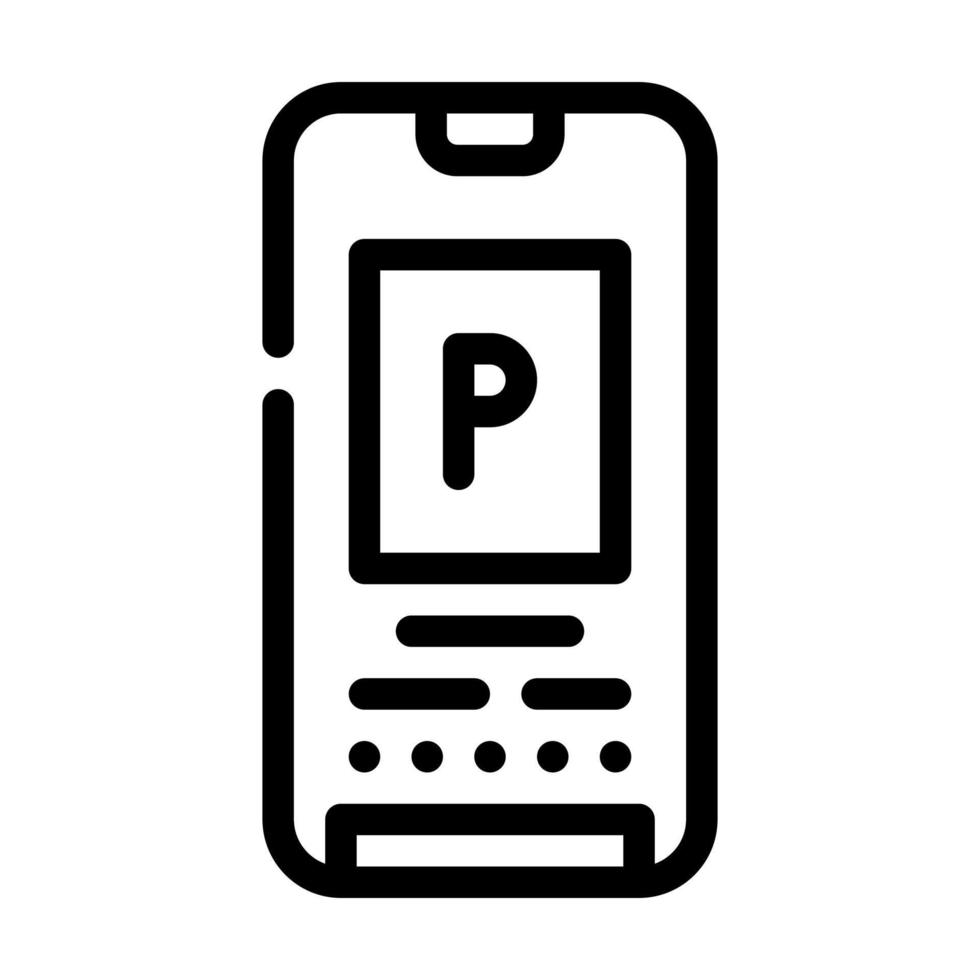 electronic parking ticket on phone screen line icon vector illustration