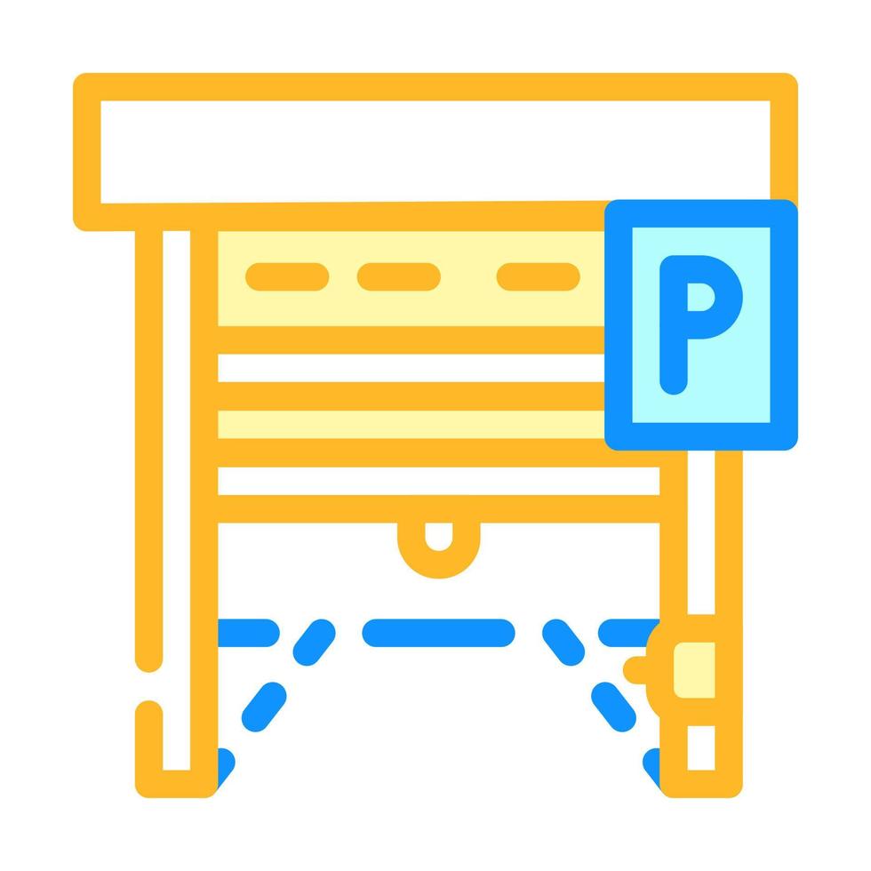 Ilustración de vector de icono de color de puertas de estacionamiento automático