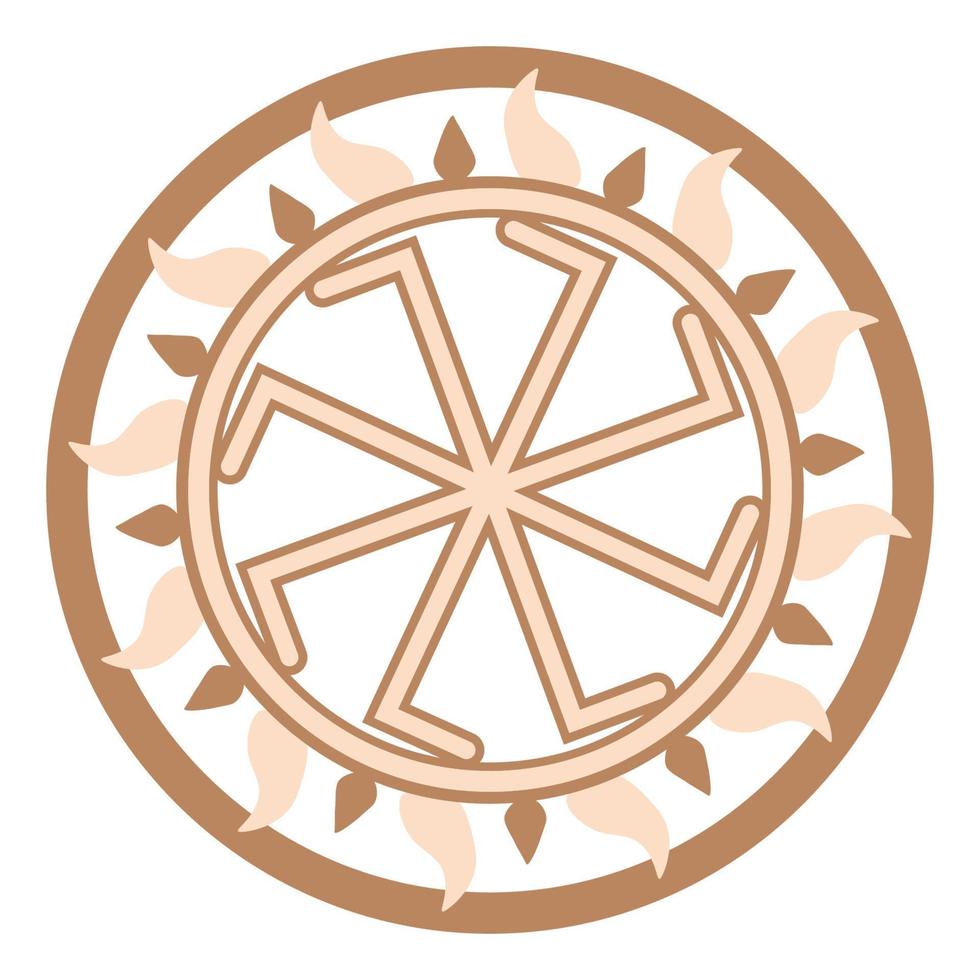 Kolyadnyk, a Slavic symbol decorated with an ornament of Scandinavian weaving. Beige trendy design vector