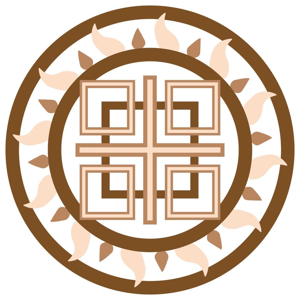 Makosh, a Slavic symbol decorated with an ornament in a wreath of Scandinavian weaving. Beige trendy design vector