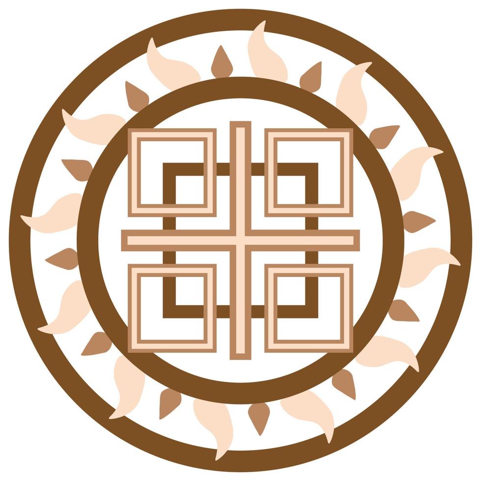 Makosh, a Slavic symbol decorated with an ornament in a wreath of Scandinavian weaving. Beige trendy design vector