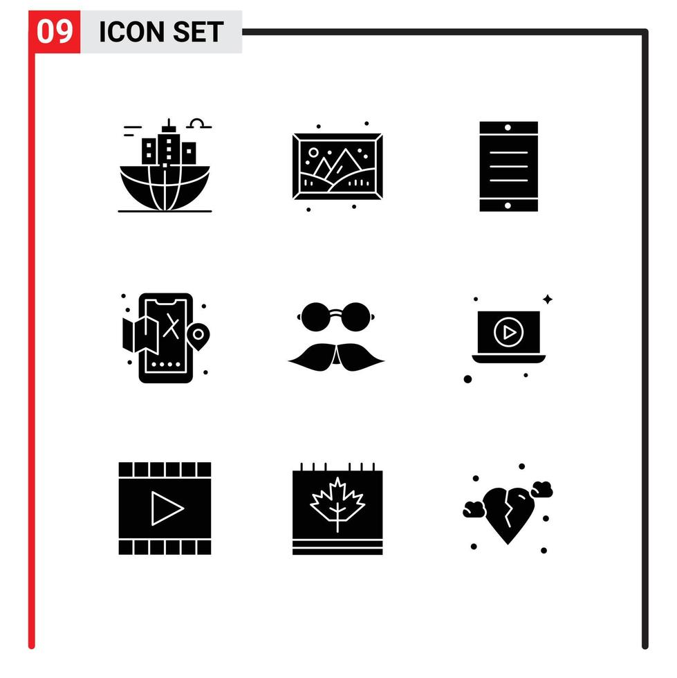 9 Creative Icons Modern Signs and Symbols of hipster map hobby life mobile Editable Vector Design Elements
