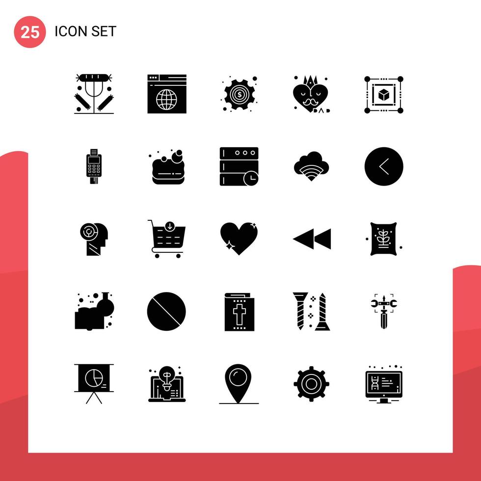 Modern Set of 25 Solid Glyphs and symbols such as box father web dad settings Editable Vector Design Elements