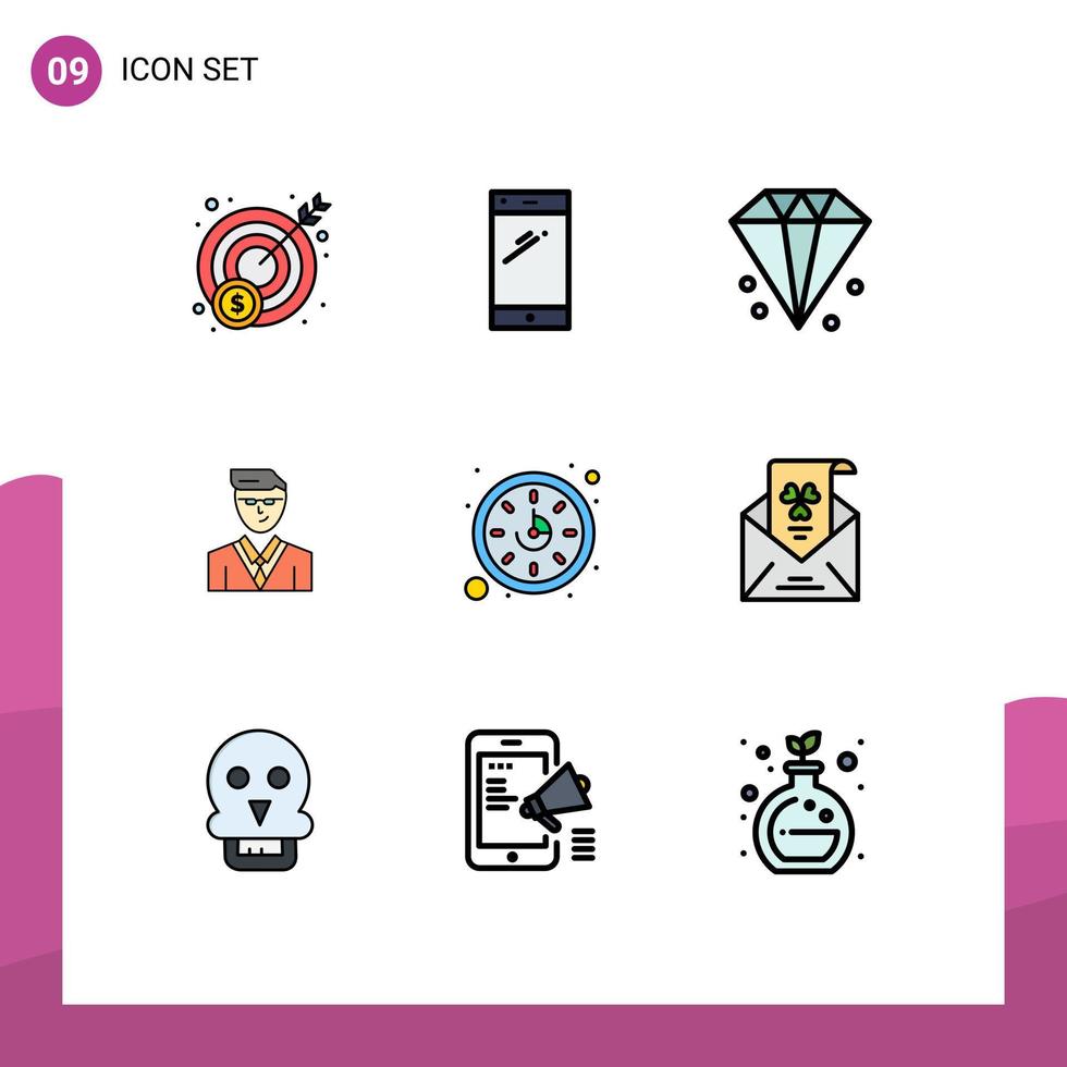 Stock Vector Icon Pack of 9 Line Signs and Symbols for time student business manager man Editable Vector Design Elements