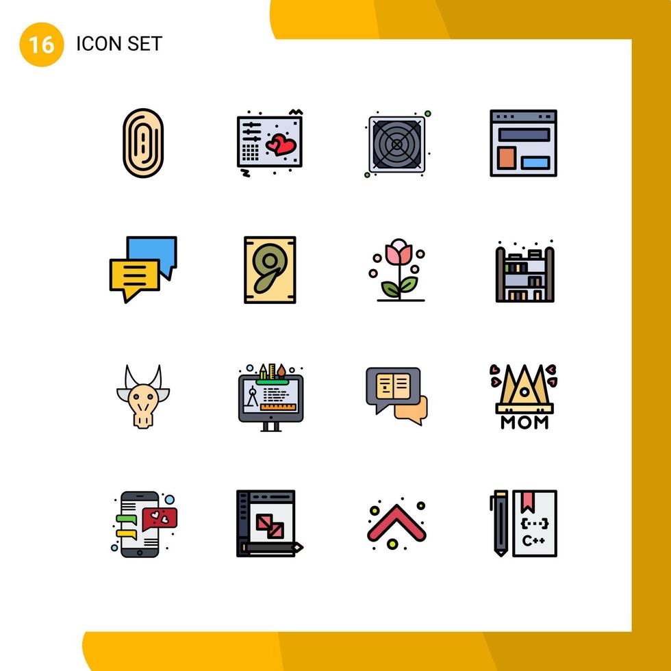 16 Creative Icons Modern Signs and Symbols of chat website layout hardware website layout Editable Creative Vector Design Elements