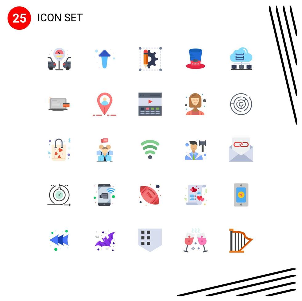 25 Thematic Vector Flat Colors and Editable Symbols of data network design usa hat Editable Vector Design Elements