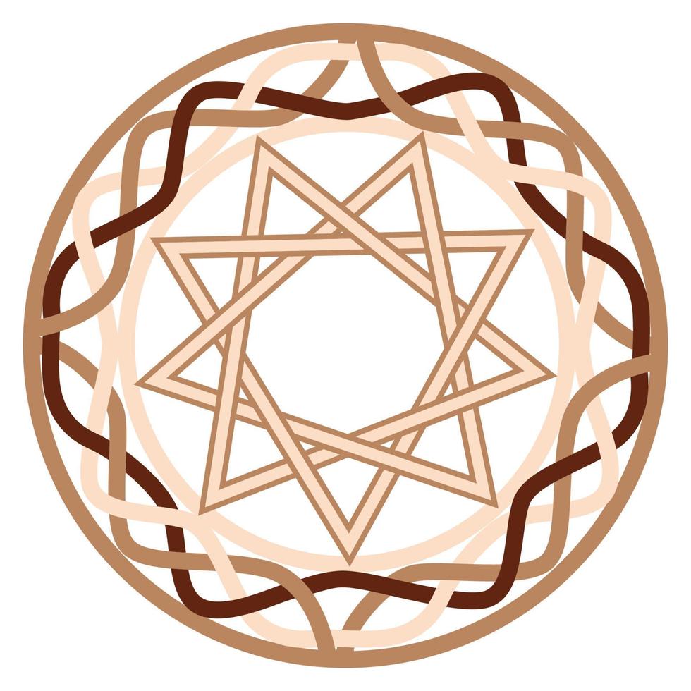 a Slavic symbol decorated with an ornament of Scandinavian weaving. Beige trendy, design with runes and sun vector