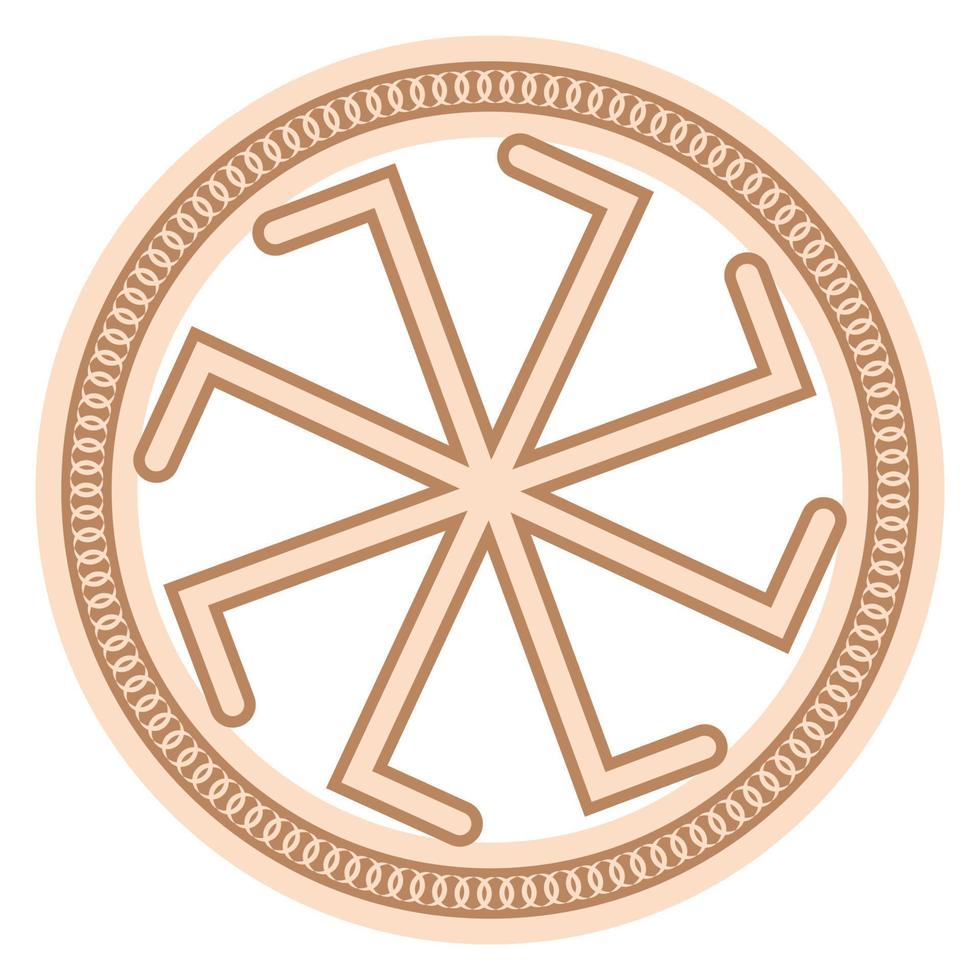 Kolyadnyk, a Slavic symbol decorated with an ornament of Scandinavian weaving. Beige trendy design vector