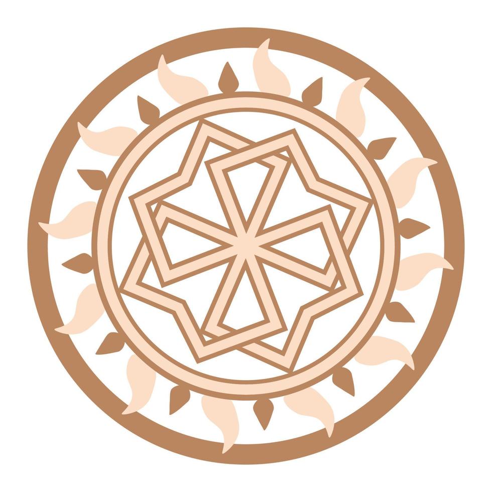 Molvinets, a Slavic symbol decorated with Scandinavian weaving ornaments. Beige trendy, design with runes vector