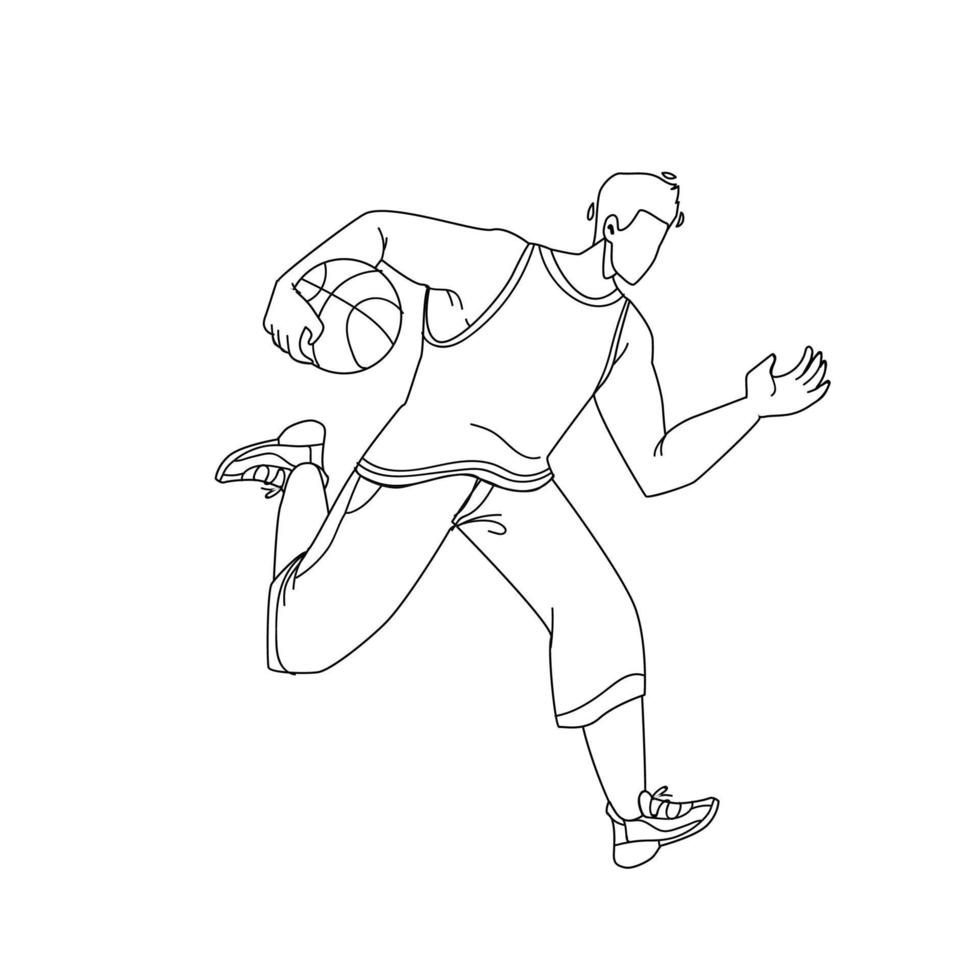 Basketball Player Man Running With Ball Vector