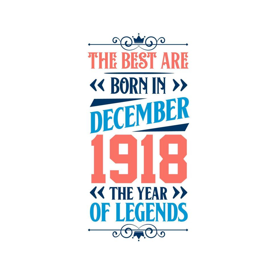 Best are born in December 1918. Born in December 1918 the legend Birthday vector