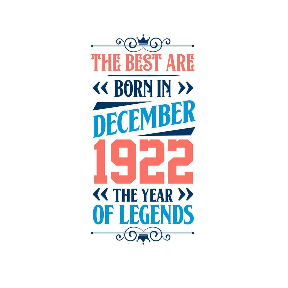 Best are born in December 1922. Born in December 1922 the legend Birthday vector