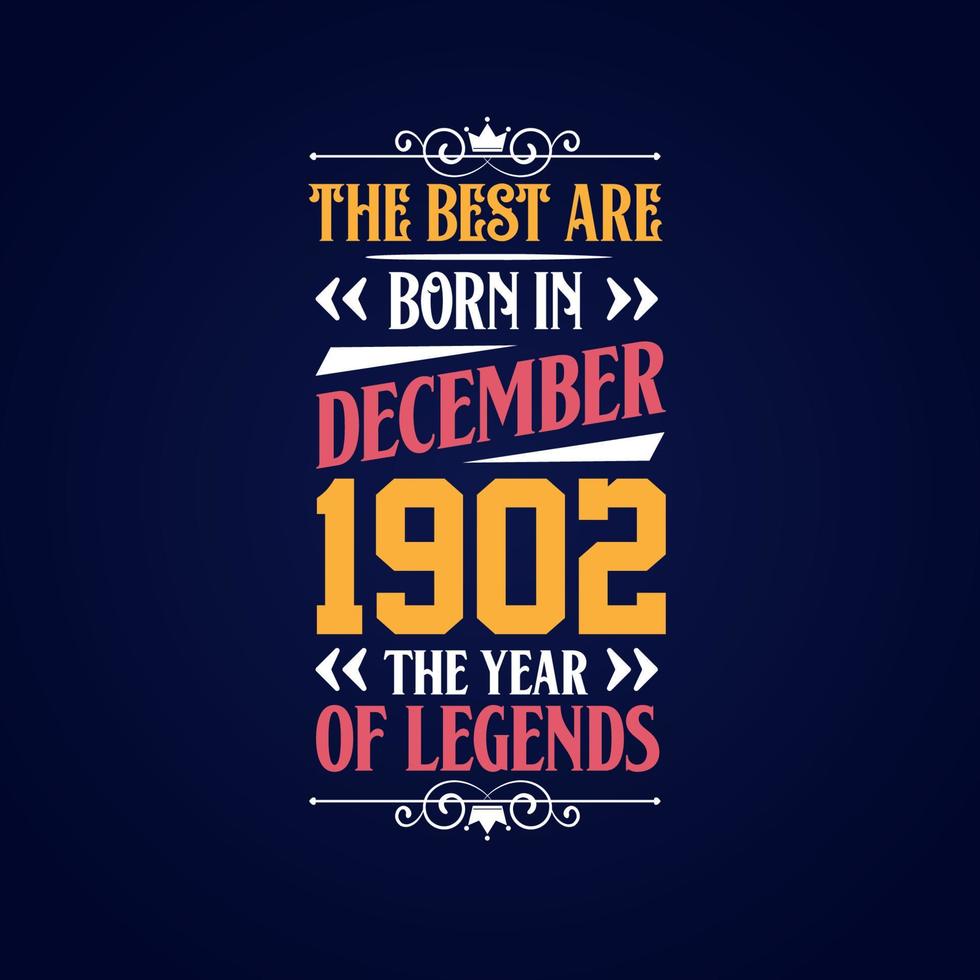 Best are born in December 1902. Born in December 1902 the legend Birthday vector