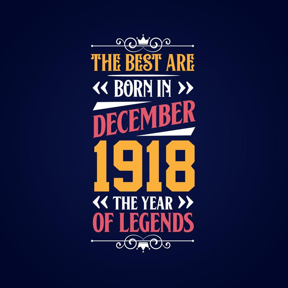 Best are born in December 1918. Born in December 1918 the legend Birthday vector