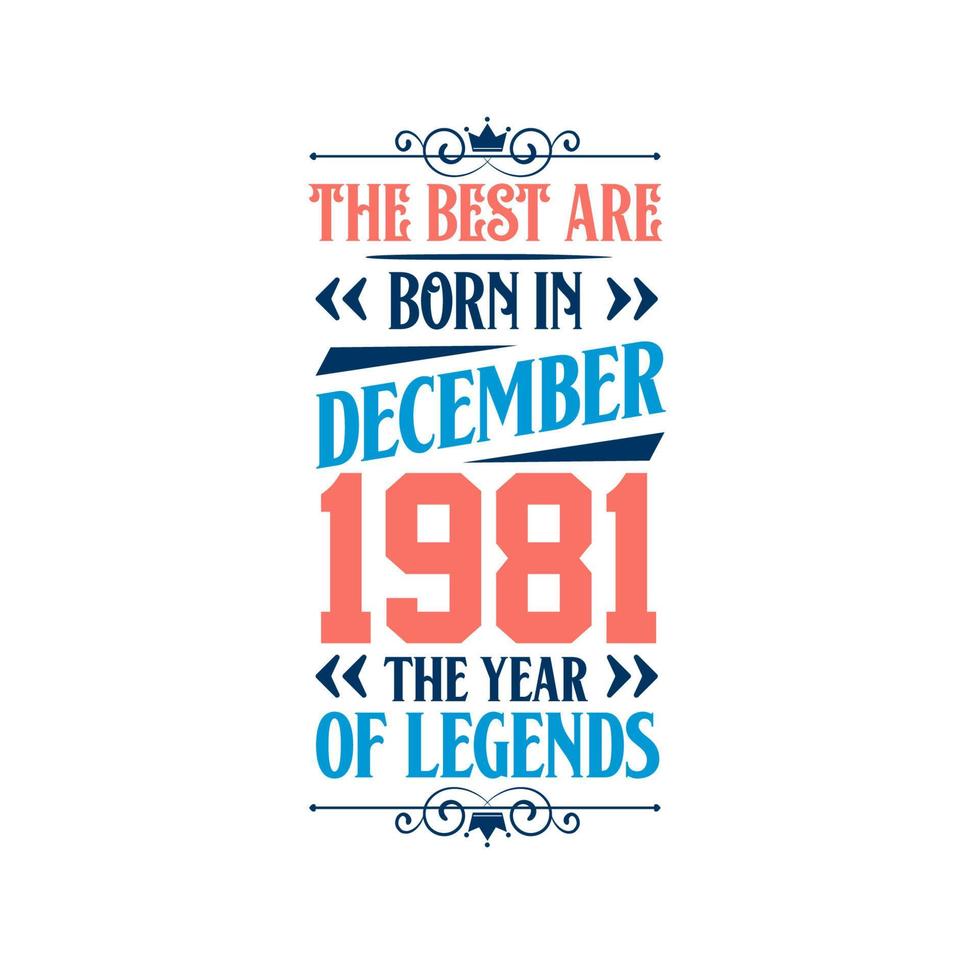Best are born in December 1981. Born in December 1981 the legend Birthday vector