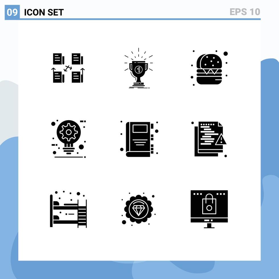 Modern Set of 9 Solid Glyphs and symbols such as idea creative reward construction food Editable Vector Design Elements