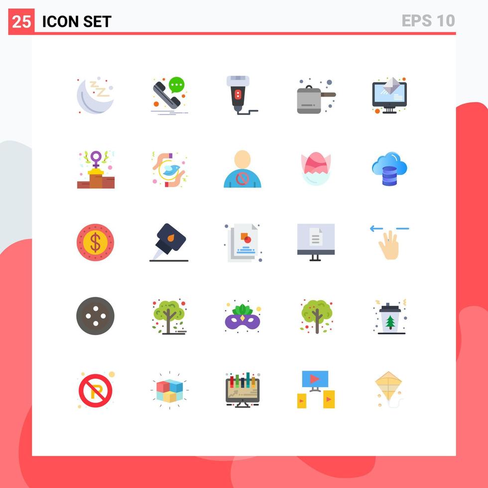 Set of 25 Modern UI Icons Symbols Signs for power send payment online rice cooker Editable Vector Design Elements