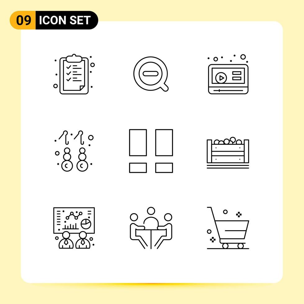 9 Thematic Vector Outlines and Editable Symbols of layout collage marketing jewelry fashion Editable Vector Design Elements