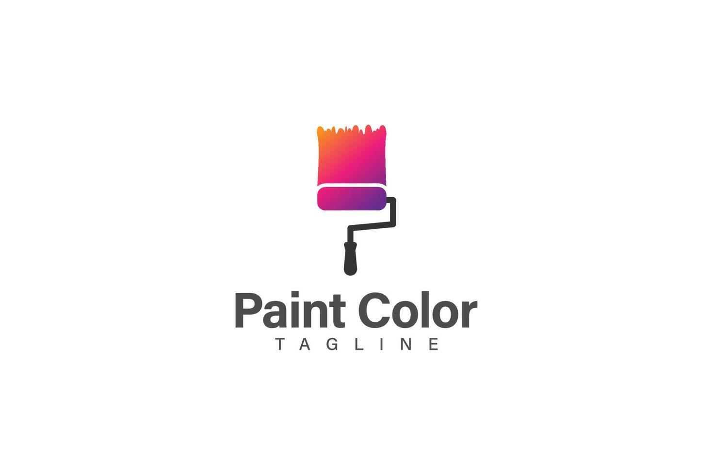 Paint color brush logo design vector