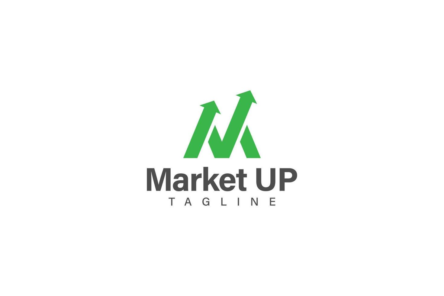 Market up logo design vector, initial letter M and arrow vector