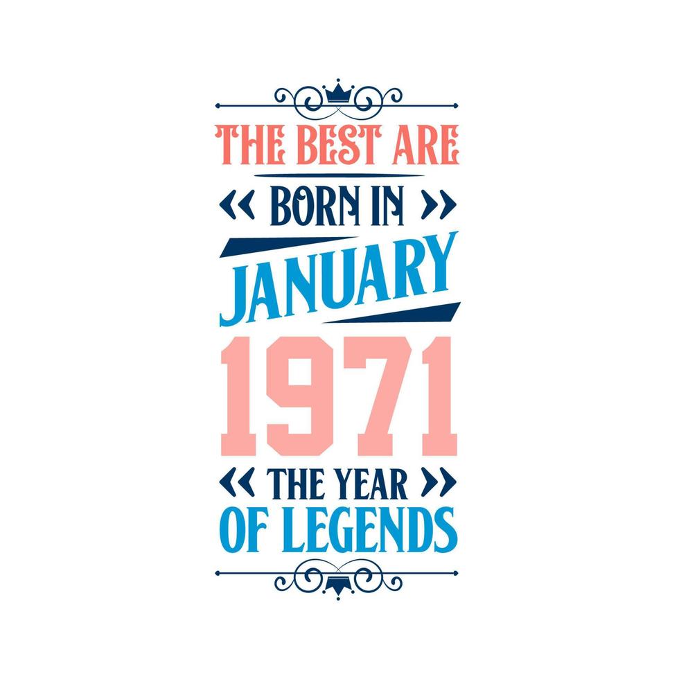 Best are born in January 1971. Born in January 1971 the legend Birthday vector